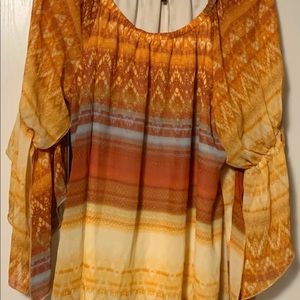 Orange bell sleeve top